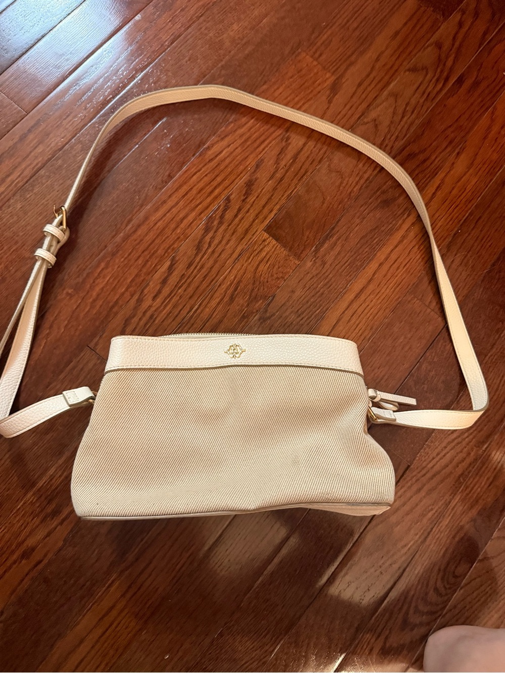 Nanette Lepore Cream Crossbody Shoulder Bag with Gold Accent